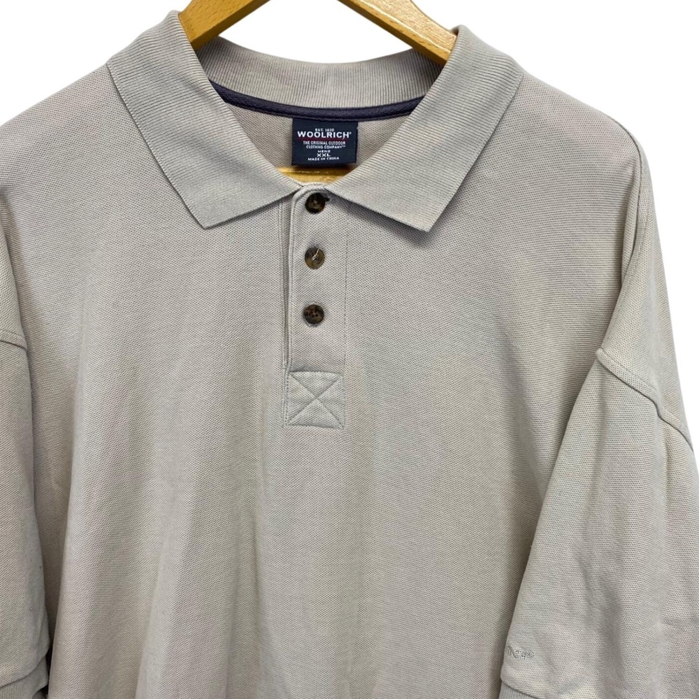 Woolrich Men's XXL Beige British Tan Polo Shirt Short Sleeve Casual Vintage